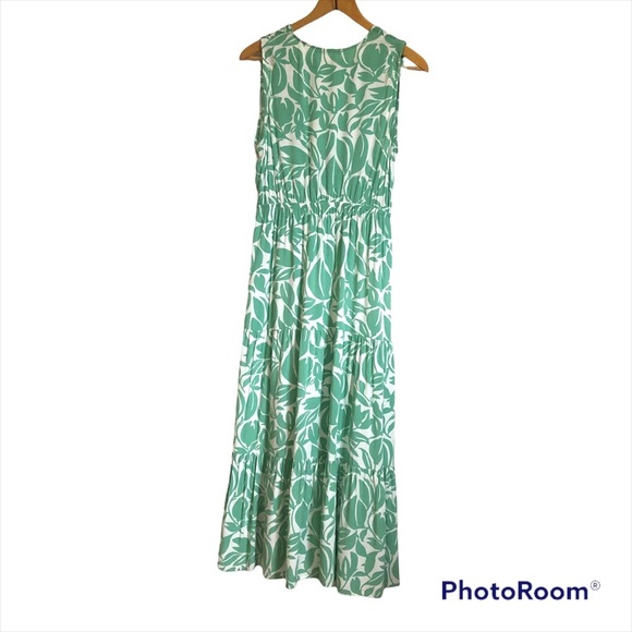 Spiaggia Dolce Gorgeous Green Dress with White Print in Large - Picture 2 of 8